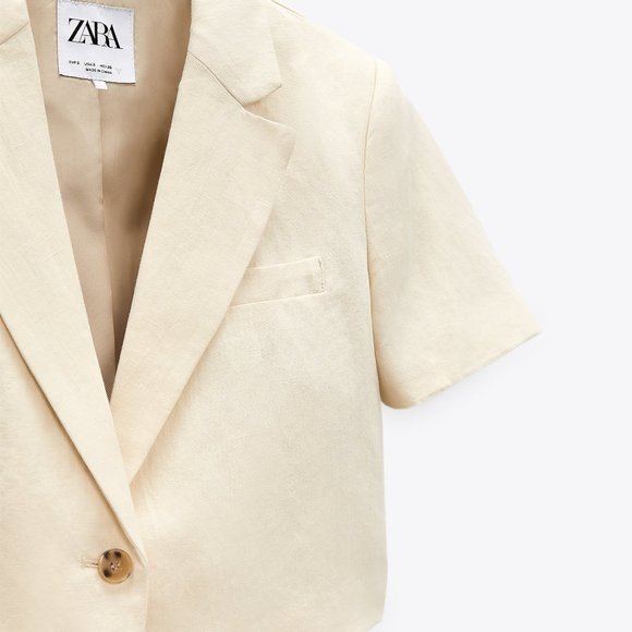 ZARA | Linen Blend Crop Blazer - Picture 9 of 11